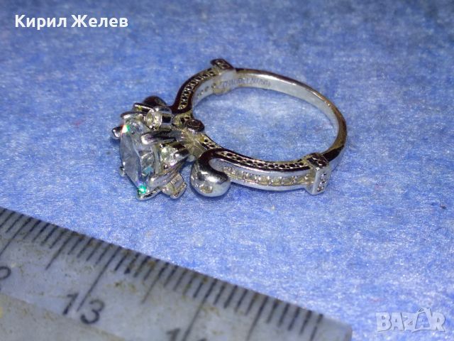 CHAUMET AU750+ СКЪПОЦЕНЕН СРЕБЪРЕН ПРЪСТЕН с ДЕБЕЛА 18 КАРАТА БЯЛА ПОЗЛАТА иСИНТЕТИЧЕН БРИЛЯНТ 45538, снимка 13 - Пръстени - 45940303