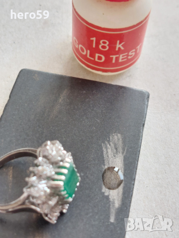 Дамски златен 18к пръстен с изумруд и брилянти, снимка 13 - Пръстени - 44978454
