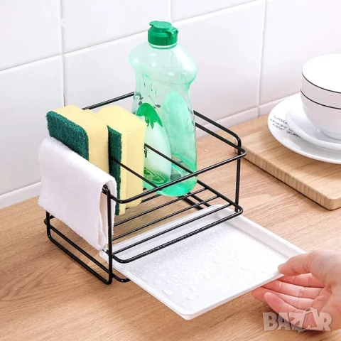 НОВ държач за кухненски прибори, метален, за кухня и баня с корито за оттичане, лепиенка..., снимка 6 - Съдове за готвене - 50555737