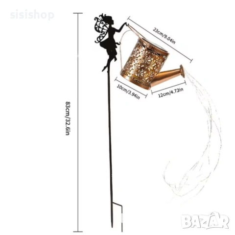 Соларна лейка с приказна фея и LED светлини 4979, снимка 9 - Градински мебели, декорация  - 54070202