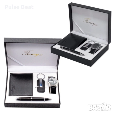 Елегантен мъжки комплект – Часовник, портфейл, химикал и ключодържател, снимка 2 - Подаръци за мъже - 52045188