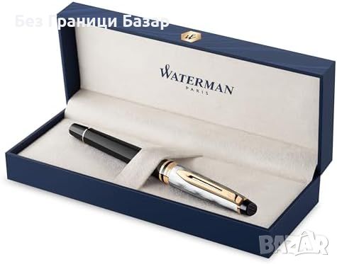 Нов Луксозен Подарък Писалка Waterman със Златисти Орнаменти Подаръчна Кутия Средно Перо