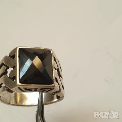 Мъжки сребърен пръстен с оникс, снимка 5 - Пръстени - 49239184