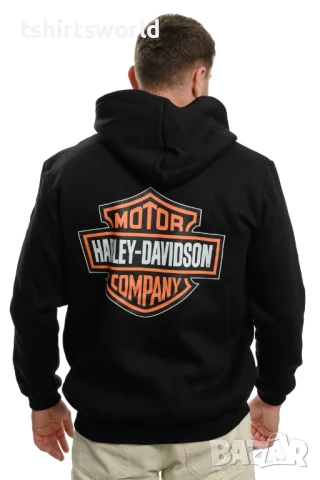 Нов мъжки суичър с ЦИП и трансферен печат HARLEY DAVIDSON, мотори 