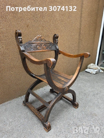 Ретро кресло с дърворезба , снимка 4 - Дивани и мека мебел - 54264155