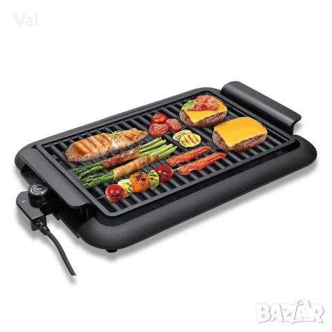 Електрическа настолна скара 1200W без дим – Преносимо барбекю за балкон и градина, 38x25 см