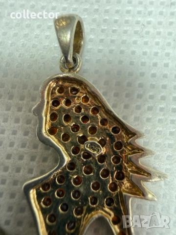 Сребърен медальон със силует на жена. №7786, снимка 6 - Колиета, медальони, синджири - 52882367