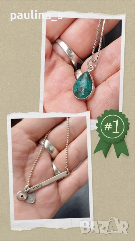 Два различни броя / Сребърно колие с Окото на Назар и Ейлат Истейт камък / проба 925 