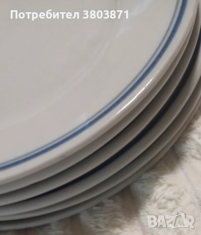 Порцеланови чинии със син кант, снимка 2 - Чинии - 54062999