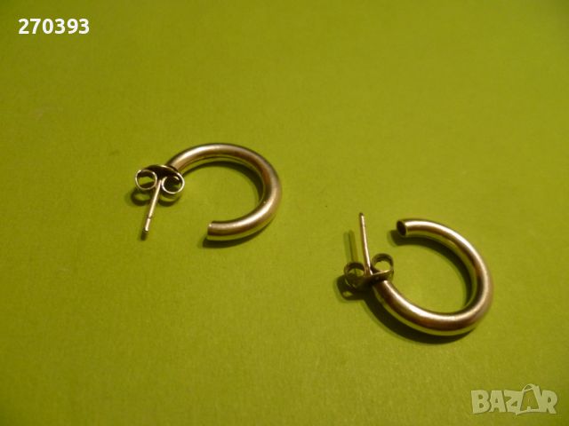 Сребърни обеци на винт - халки, снимка 3 - Обеци - 46017725