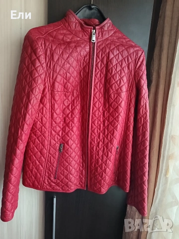 Червено кожено дамско яке естествена кожа 