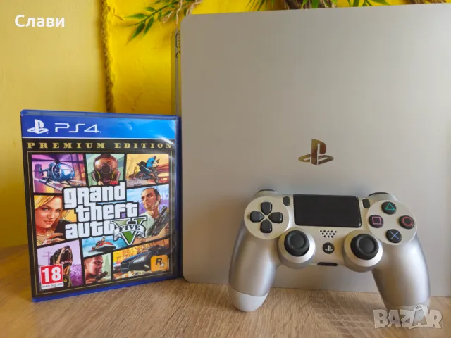 PlayStation 4 Slim Silver 1TB PS4 ПС4+2 джойстика+2 Игри+Гаранция, снимка 2 - PlayStation конзоли - 47076716