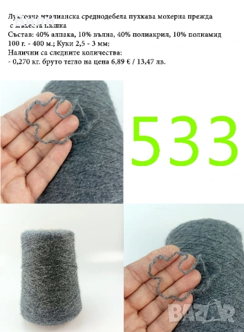 Висококачествени италиански прежди на бобини, мерино, алпака, вълна, снимка 6 - Други - 52042481