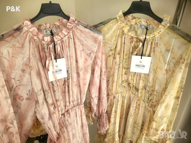 Шифонена рокля с флорални мотиви, снимка 2 - Рокли - 53935308