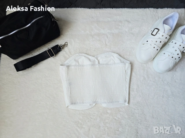 Дамски къс бял топ бюстие, снимка 4 - Потници - 50568290