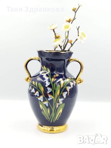 Прекрасна кобалтово синя италианска ваза, снимка 3 - Вази - 45706690
