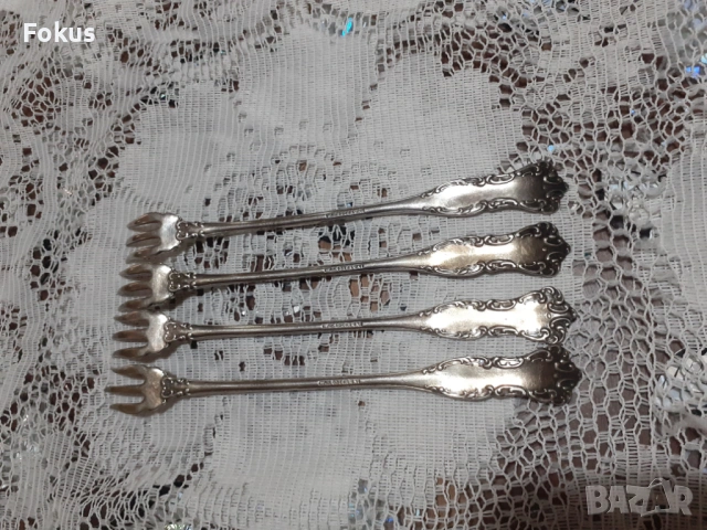 Стари антикварни посребрени вилички W.F. Rogers около 1890 г, снимка 3 - Антикварни и старинни предмети - 53698084