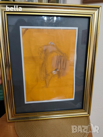 Картина на Анета Дръгушану ,рамкирана,пастел смесена техника 1995 год.