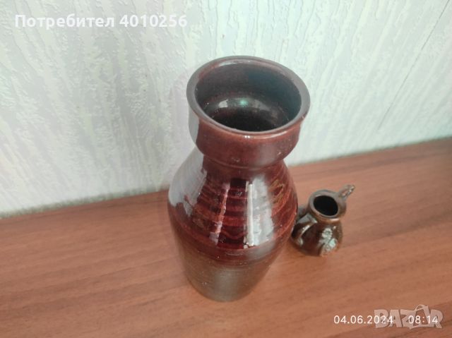 Гледжосани керамични вази от 70-те, снимка 3 - Антикварни и старинни предмети - 46056995
