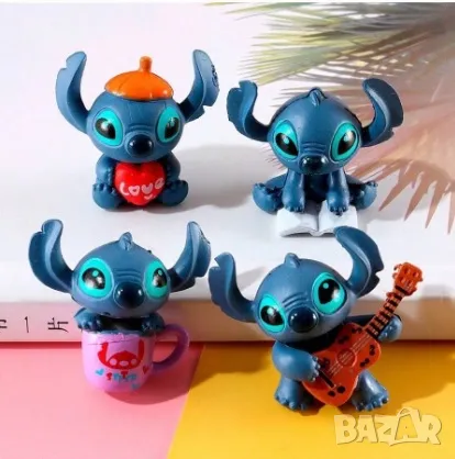 4 бр малки Стич Stitch фигурки пластмасови PVC за игра и украса торта топер фигурка, снимка 5 - Фигурки - 21168703