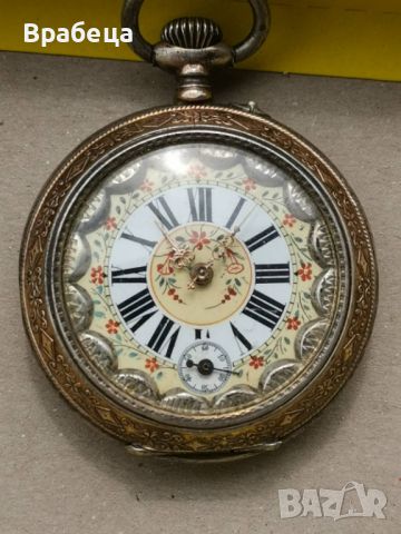 Сребърен джобен часовник, снимка 7 - Антикварни и старинни предмети - 45384160