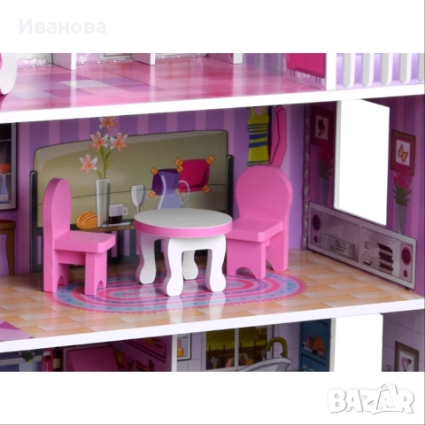 Дървена къща за кукли 3 нива, снимка 3 - Играчки за стая - 52581321
