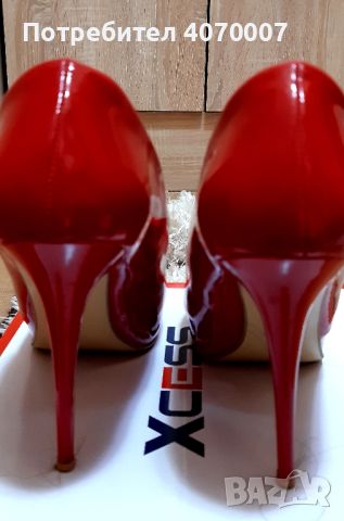 Червени лачени обувки, снимка 2 - Дамски обувки на ток - 45447928
