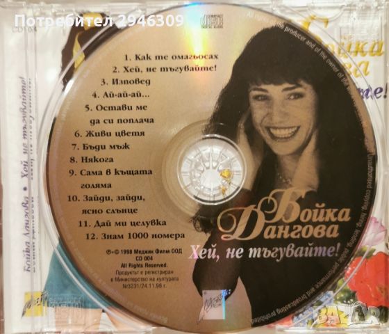 Бойка Дангова - Хей, не тъгувайте(1998), снимка 2 - CD дискове - 46344676