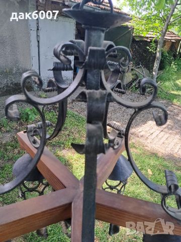 Немски полилей от ковано желязо , снимка 4 - Лампи за таван - 46021231