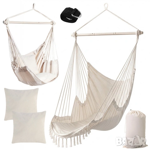 Хамак люлка / Висящ стол люлка за тераса / Висящ стол хамак - 2 цвята, снимка 2 - Градински мебели, декорация  - 53691027