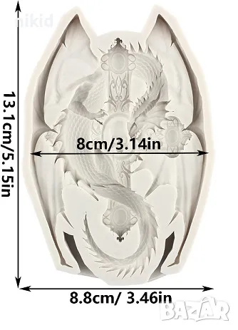 Голям дракон змей на кръст с череп силиконов молд форма фондан шоколад гипс украса декор , снимка 2 - Форми - 47941094