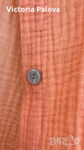 Италианска памучна риза в прасковен цвят - летен шик и комфорт, снимка 5 - Ризи - 53587017