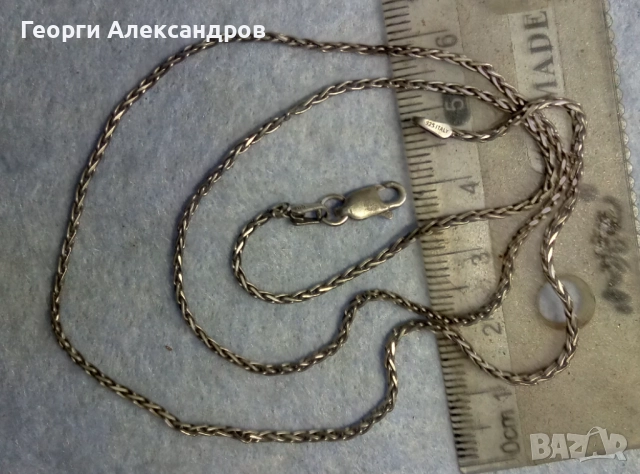 Фино СРЕБЪРНО КОЛИЕ / ВЕРИЖКА Сребро 925 ITALY S с БЯЛА ПОЗЛАТА Здрава Красива Винтидж - АРТ Плетка, снимка 9 - Колиета, медальони, синджири - 52776236