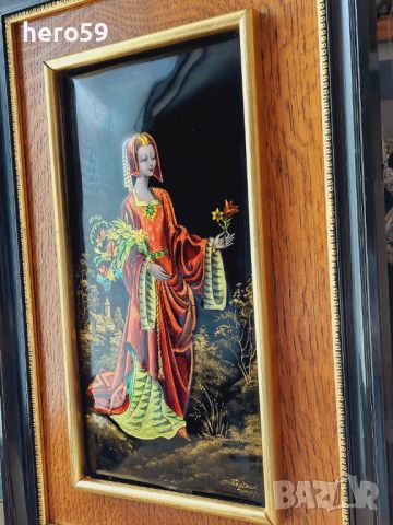 Прекрасна емайлова картина на Лимож (Limoge) перлен емайл, снимка 5 - Картини - 45794021