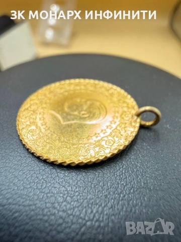 Златна монета 50 Куруша Ататюрк (2018г) /917/, снимка 3 - Колиета, медальони, синджири - 53841367