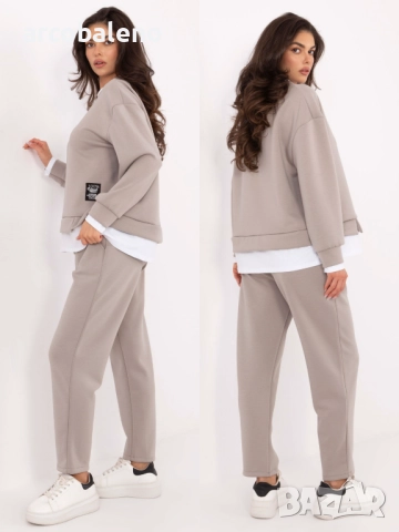 Дамски ежедневен комплект от две части с бяла вложка, 3цвята , снимка 3 - Комплекти - 52861151