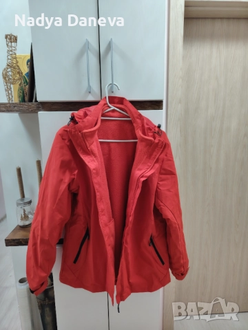 Червено дамско яке 3в1 с подвижна поларена подплата, снимка 4 - Якета - 52847537