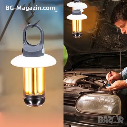 Мощна акумулаторна преносима LED лампа къмпинг осветление лед фенер за риболов туризъм палатка силна, снимка 6 - Къмпинг осветление - 51178731