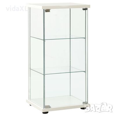 vidaXL Шкаф за съхранение, закалено стъкло, бял(SKU:322797