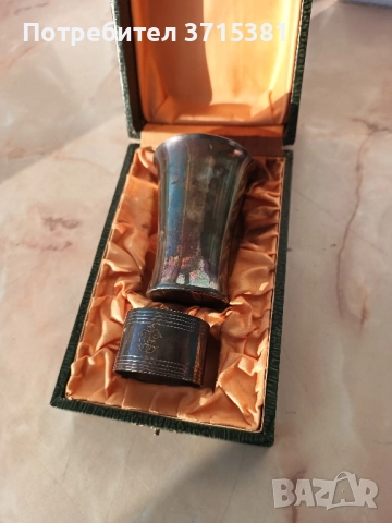 Посребрен комплект - чаша със салфетник, снимка 8 - Други ценни предмети - 52162432