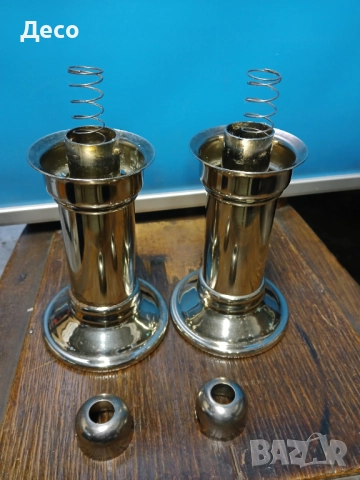 Стари антикварни свещници със пружинен механизъм., снимка 5 - Антикварни и старинни предмети - 52432614