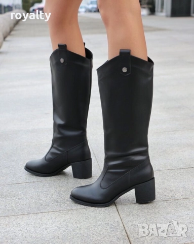 Ботуши на ток - черна кожа, снимка 3 - Дамски ботуши - 52239344