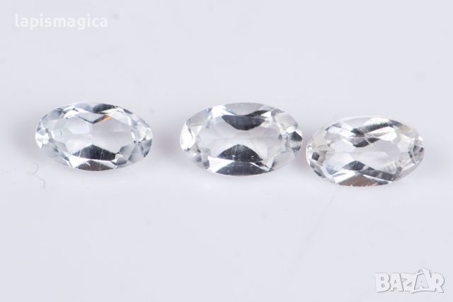 3 броя бял топаз 0.91ct 5x3mm овална шлифовка #1, снимка 1 - Други - 46283772