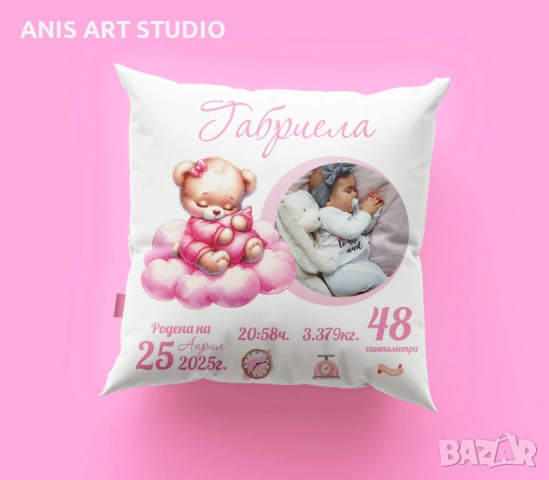 Възглавничка - бебешка визитка, снимка 2 - Други - 46142472