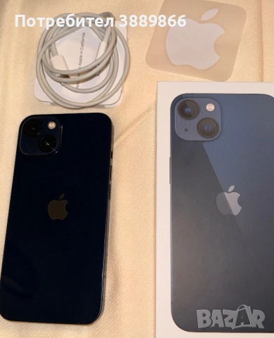 iPhone 13 – 128GB, Midnight, iOS 26.2, в гаранция, перфектно състояние