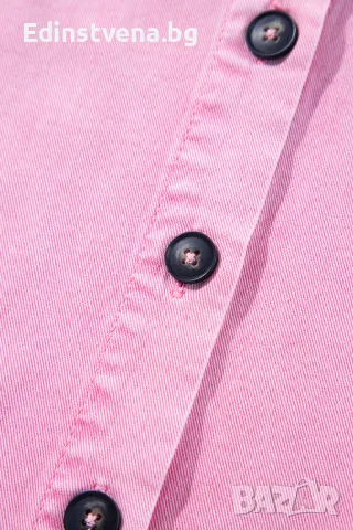 Дамска розова дънкова рокля тип риза, снимка 11 - Рокли - 49966440