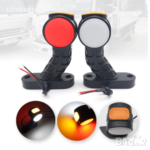Комплект 2 бр. Рогчета 130 мм LED Неон ефект – Гумени странични габарити 12V-24V за камион и ремарке
