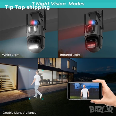 📷 6MPX Двойна външна/вътрешна WiFi PTZ камера BESDER, снимка 4 - IP камери - 50962746