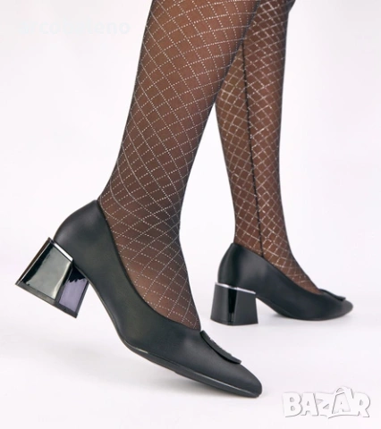 Дамски обувки с блоков ток, украсени с циркони Merla, 2цвята , снимка 5 - Дамски обувки на ток - 53295158