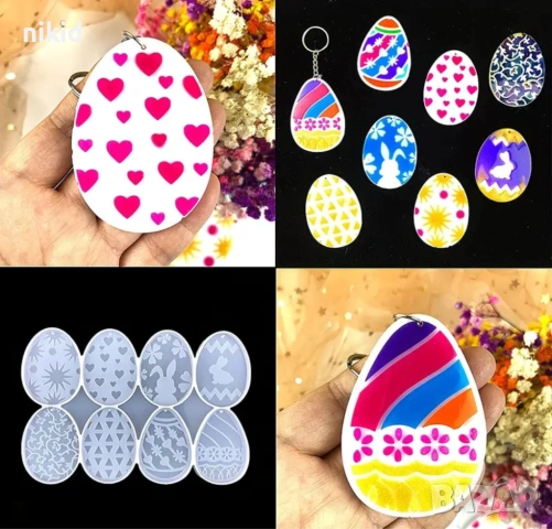 Яйце Яйца с декор Великден Великденски силиконов молд форма фондан смола шоколад гипс висулка